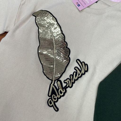 Jersey Hoja Dorada en Beige y Verde  [1]