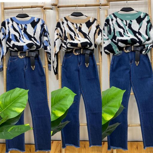 Jersey Zebra Colors en Azul, Beige y Verde [1]