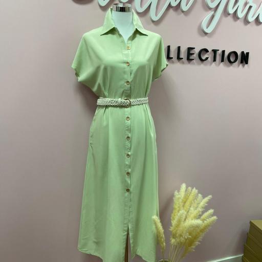 VESTIDO CAMISERO en Beige y Verde hasta XL [1]