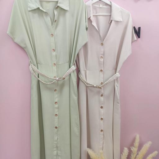 VESTIDO CAMISERO en Beige y Verde hasta XL [2]