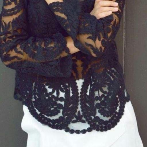 Blusa Tul Bordado en Negro [0]