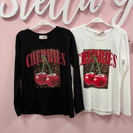 CAMISETAS CHERRIES en Negro y Blanco [1]