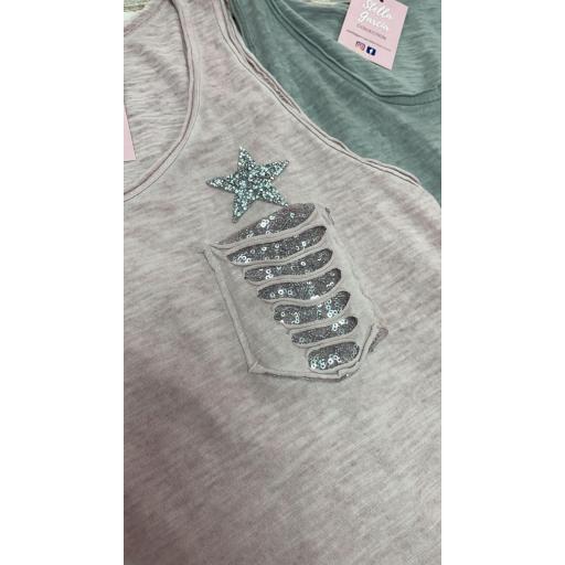 Camiseta Estrella Glitter en Beige [3]