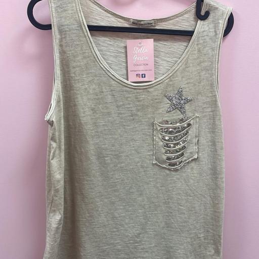 Camiseta Estrella Glitter en Beige [1]