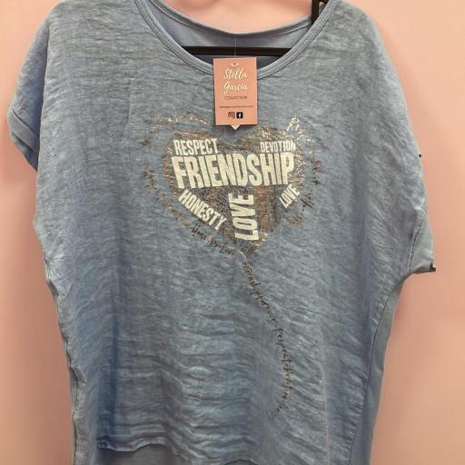 Camiseta Talla Grande Friend Celeste [0]