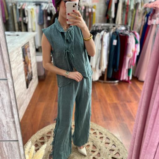 CONJUNTO LAZOS LINO en Azul y Morado