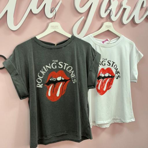 CAMISETA ROCKING EN BLANCO Y GRIS