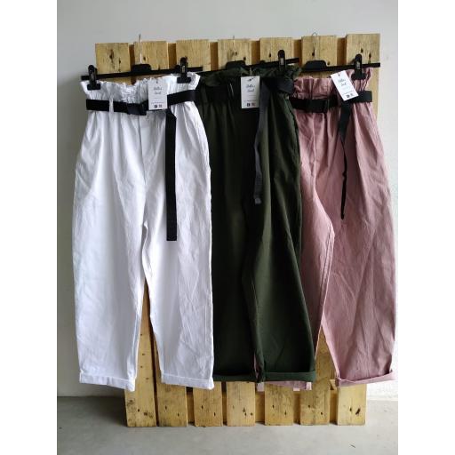 Pantalon Slouchy en Blanco y Rosa [2]