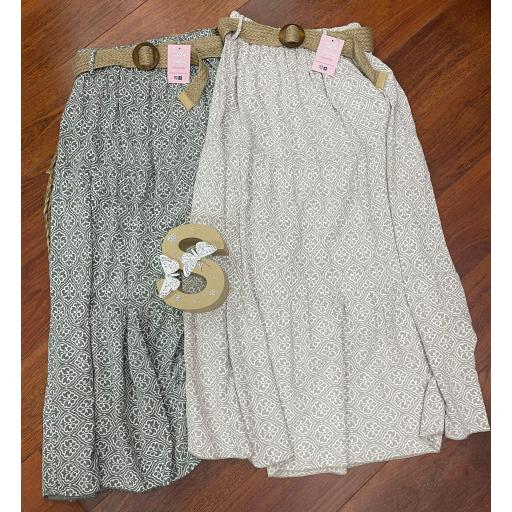 Falda Mireia en Verde y Beige [1]