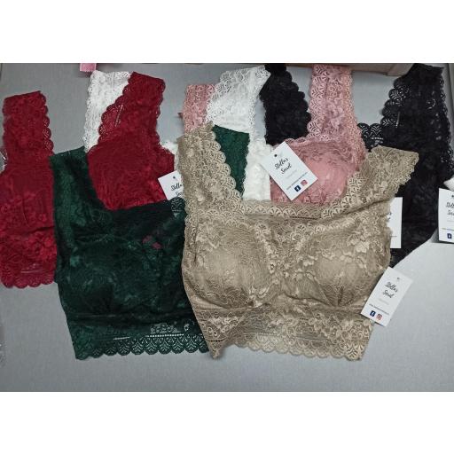 Bralette Encaje en Blanco, Beige y Verde [0]