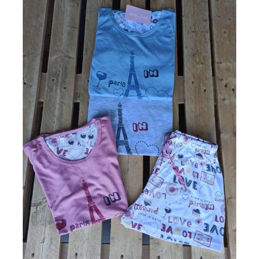 Pijama París en Azul, Gris y Rosa [2]