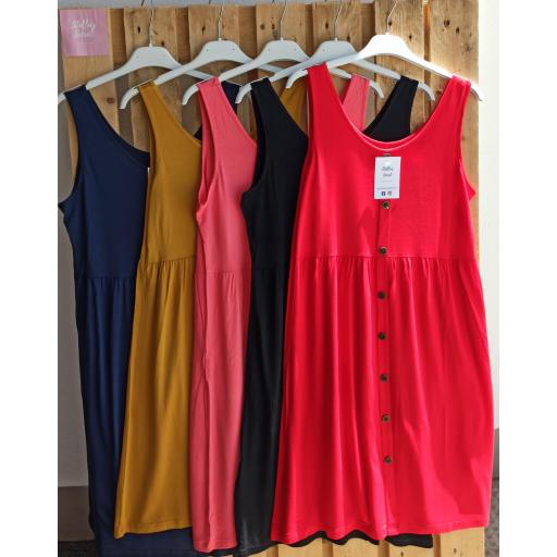 Vestido Botones Curvy en Verde, Mostaza y Rojo [1]