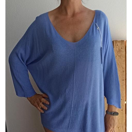 Jersey Bianca en Azul, Blanco y Lila [0]