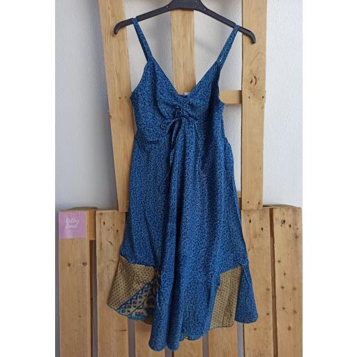 Vestido Corto Boho Seda Morado y Azul [3]