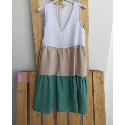 Vestido Tricolor en Verde  [0]
