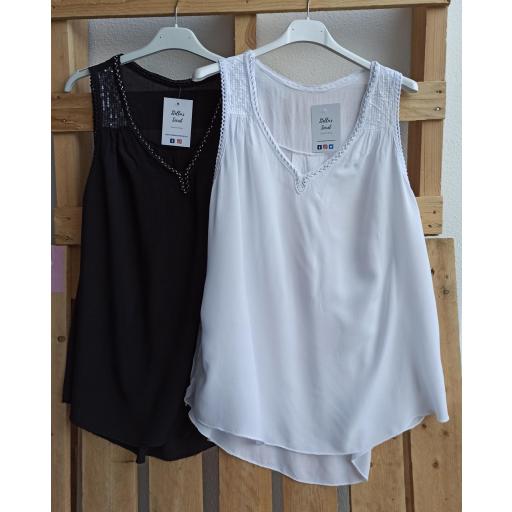 Blusa Lentejuelas Hombros en Negro [1]
