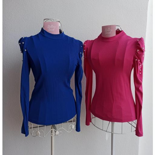 Camiseta Perlas en Azul, Amarillo y Fucsia  [0]