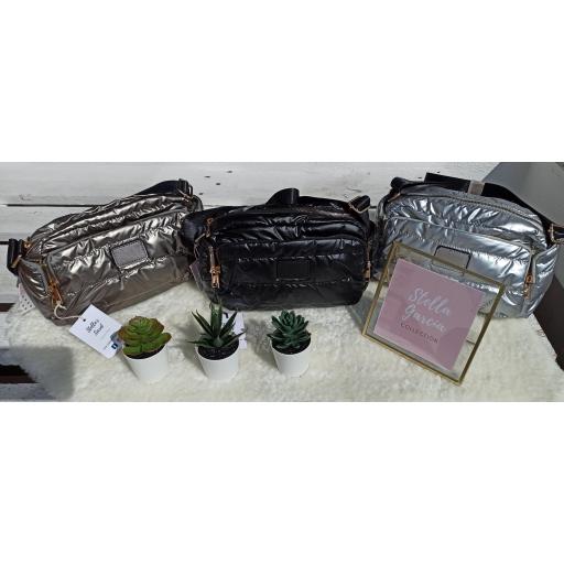 Bolsos acolchados en Plata y Negro  [0]