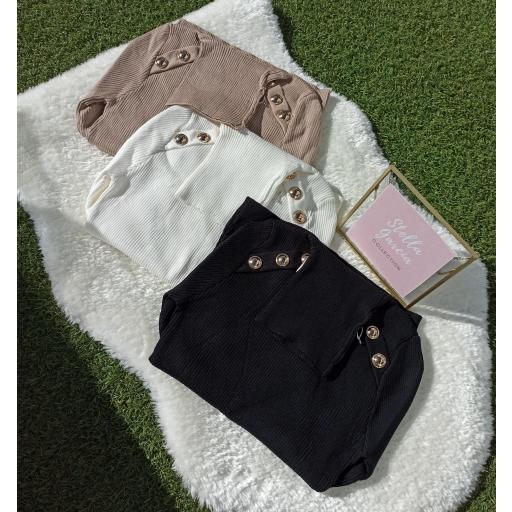 Jersey Botones en Beige y Crudo [1]