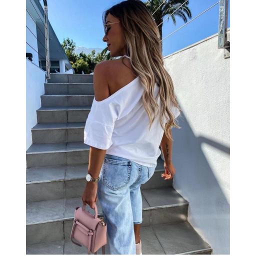 Camiseta Cala en Rosa y Beige [1]