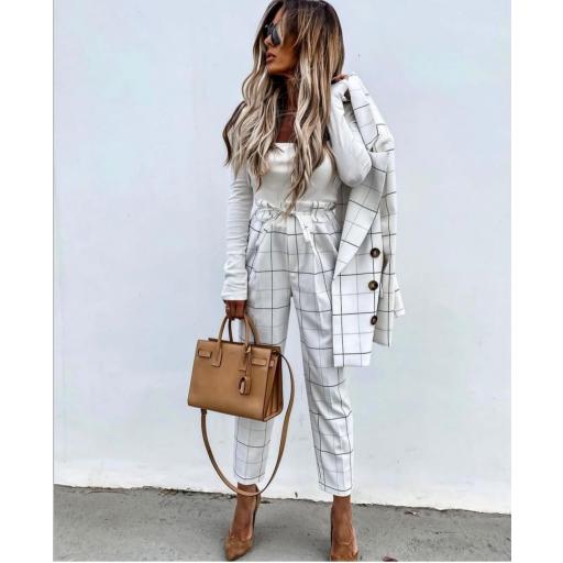 Pantalón Cuadros Blanco [0]