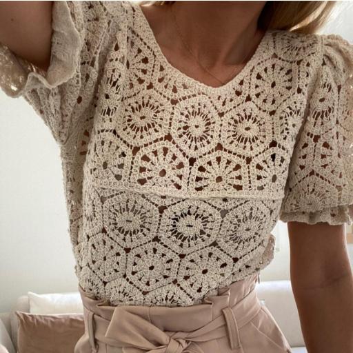 Blusa Crochet Beige [0]
