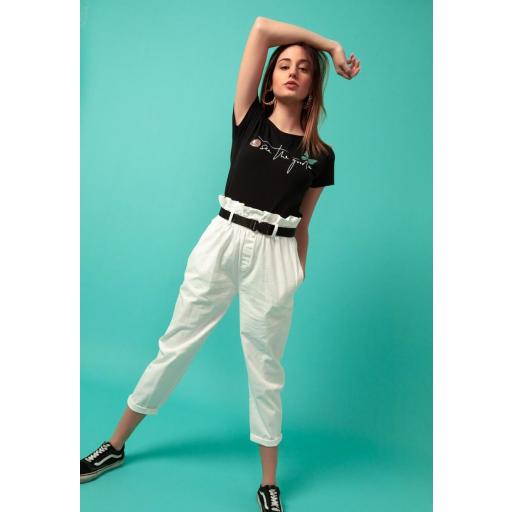 Pantalon Slouchy en Blanco y Rosa [1]