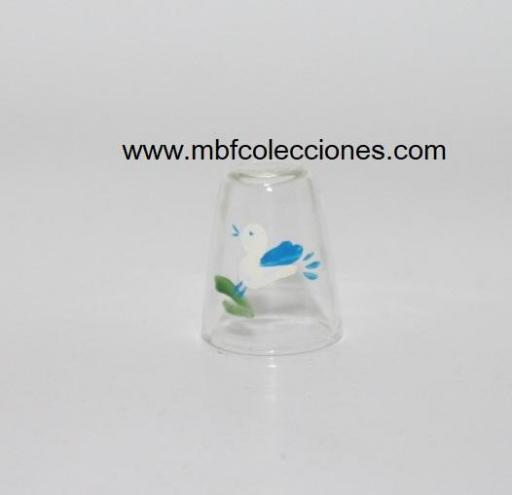 DEDAL CRISTAL PEQUEÑO CON PAJARO PINTADO A MANO ​RF. 09104