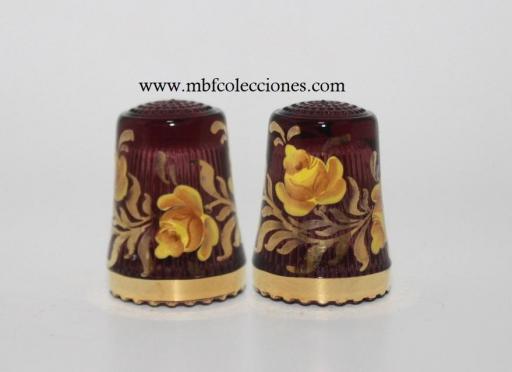 DEDAL CRISTAL GRANATE Y ORO CON ROSAS RF. 10200 [0]