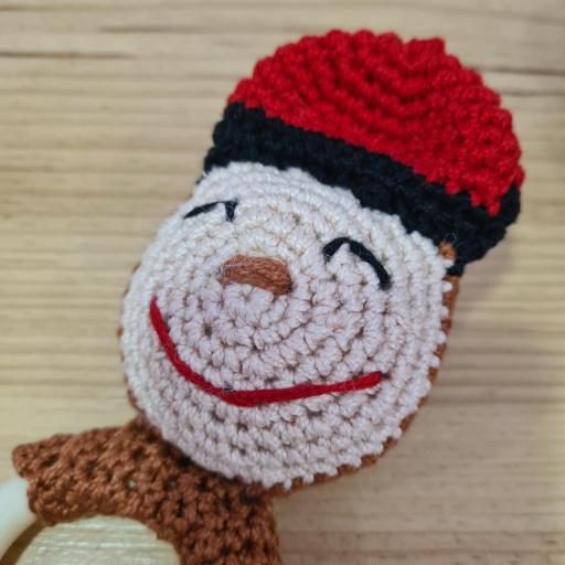 Sonajero/ Mordedor Tió de Nadal con aro de madera