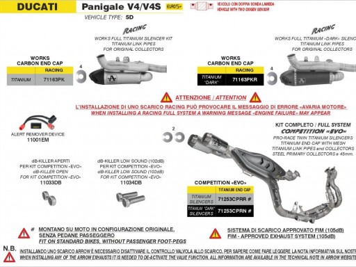 Escape completo Arrow COMPETITION EVO con silenciador de Titanio Negro Ducati Panigale V4 25-26 [1]