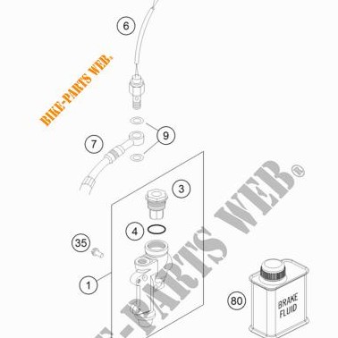 Nº 7 Latiguillo freno trasero 65 mm Ktm EXC '17-'23 [0]