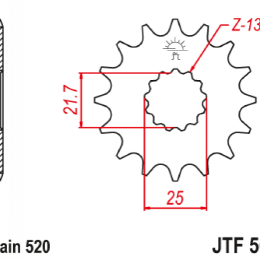 Piñón 13D Yamaha YZ 250 98-15 YZ/WR 400 F 98-01 YZ 450 F 03-15 Kawasaki KX 250 99-08 JT [1]