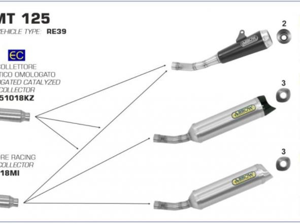 Escape Arrow Thunder homologado de alumio negro Yamaha MT 125 20/23 - YZF R 125 19/23 [2]