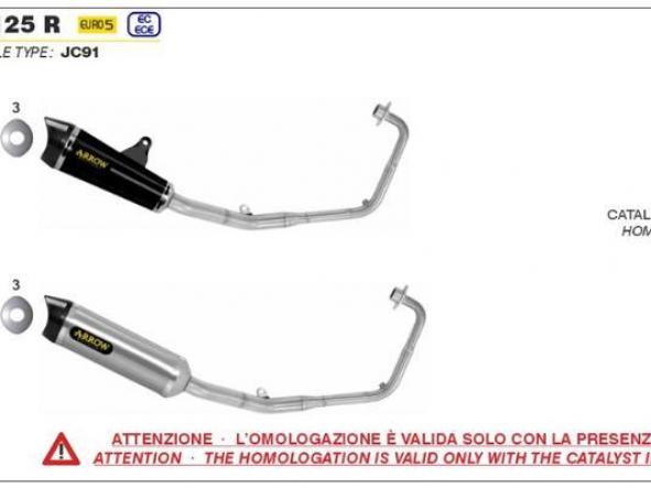 Línea escape completa Arrow Thunder de aluminio negro homologado Honda CB 125 R 21/24 [1]