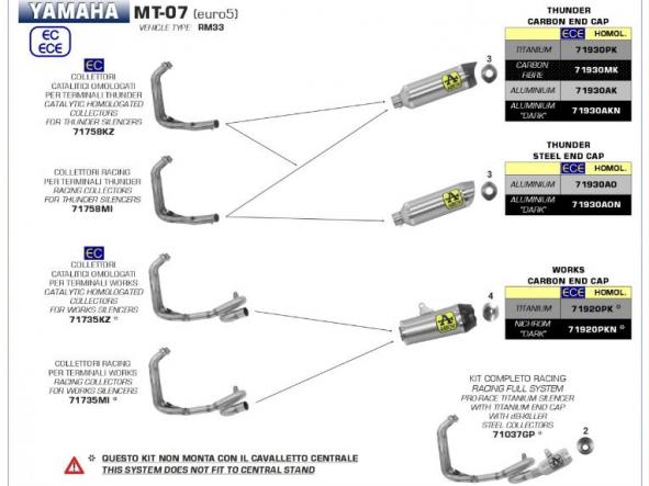 Escape Arrow Thunder Yamaha MT 07 21/24 homologado de aluminio negro con fondo en carbono [1]