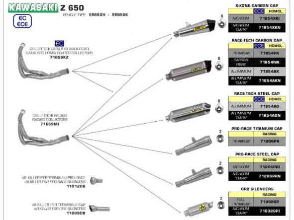 Escape Arrow Kawasaki Z - Ninja - Versys 650 17/20 Race-Tech homologado de aluminio negro [2]