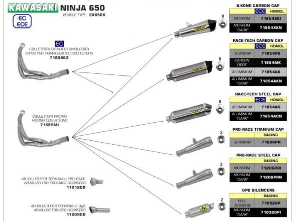 Escape Arrow Kawasaki Z - Ninja - Versys 650 17/20 Race-Tech homologado de aluminio negro [1]