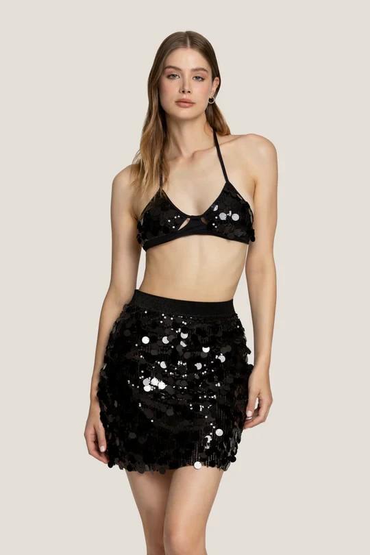 Falda Glow | Mini de lentejuelas gigantes efecto discoteca