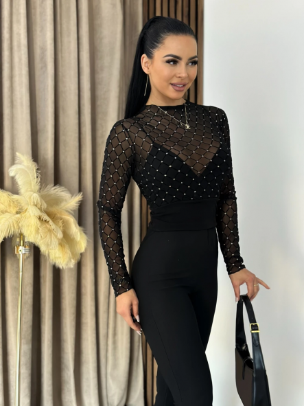 Top Crystal Net | Top negro mesh con brillantes [2]