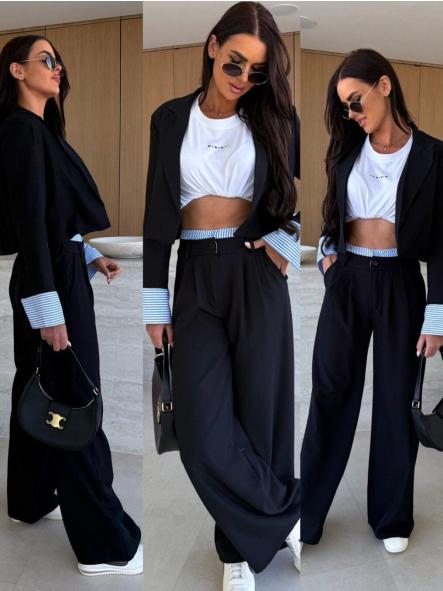 Traje Puño Class | Conjunto sastre cropped con blazer y pantalón palazzo [2]