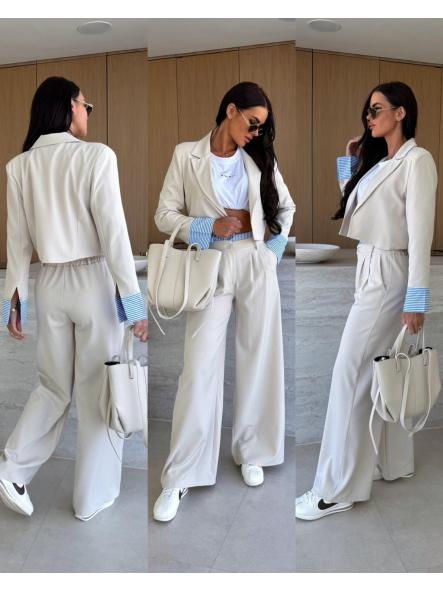 Traje Puño Class | Conjunto sastre cropped con blazer y pantalón palazzo [3]