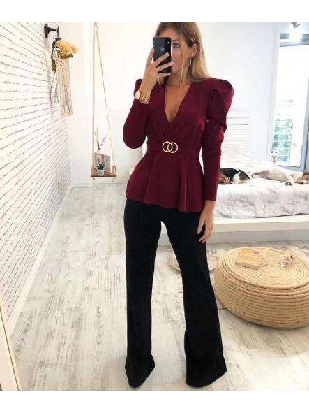 Blusa Infinito | Blusa Escote Cruzado con Cinturón Dorado [1]