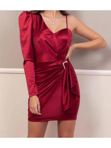 Vestido Gala | Vestido Corto con Drapeado y Hombro Descubierto [1]