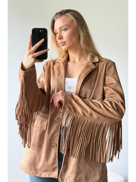 Chaqueta Wild West | Americana de antelina con flecos largos