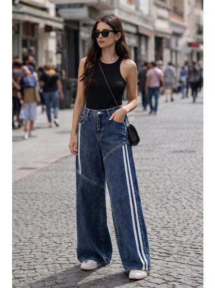 Vaquero Urban Line | Pantalón denim ancho con bandas