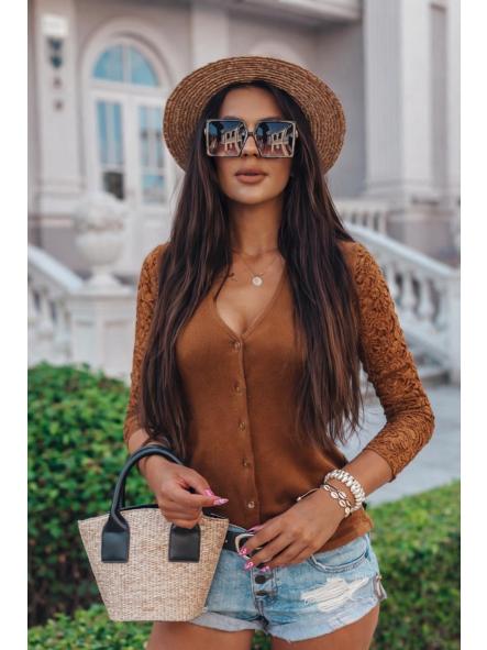 Blusa Encaje | Blusa Ajustada con Mangas de Encaje [0]