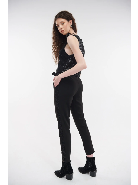 Pantalón Night Glow | Pantalón elegante con banda de lentejuelas [3]