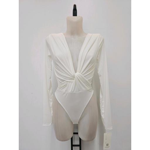 Body Nudo | Body drapeado con escote profundo [1]