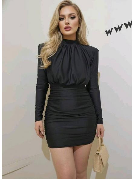 Vestido Astrid | Mini ajustado fruncido con cuello alto [1]